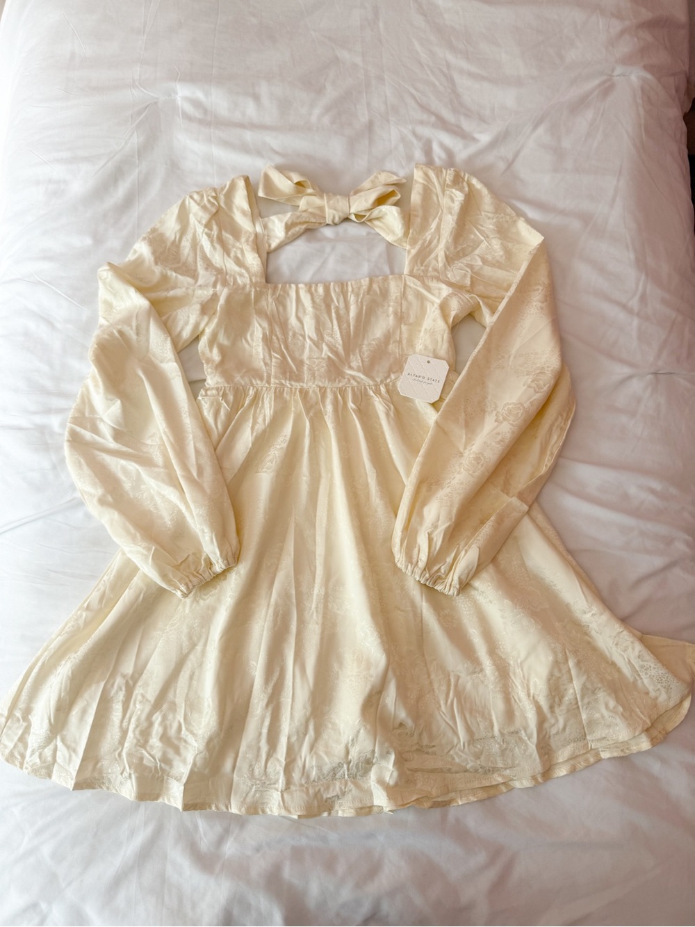 Altar’d State Alexa Ivory Floral Long Sleeve Mini Dress Size XS